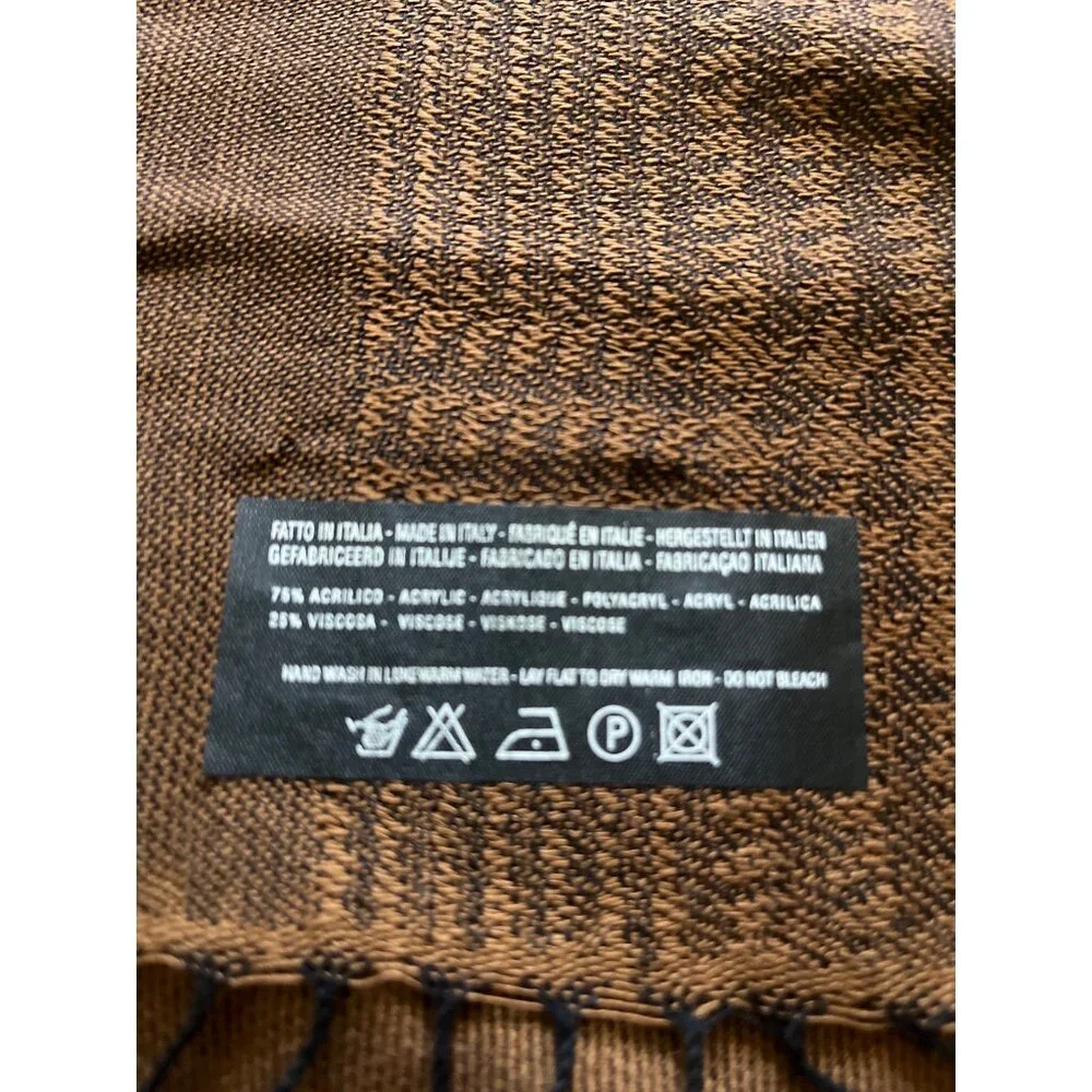 Antonello Serio made in Italy brown black scarf with fringe